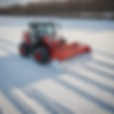 The Ventrac salt spreader in action during a winter maintenance operation