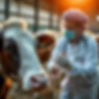 Veterinary Role in Vaccine Administration Veterinarian administering vaccine to cattle