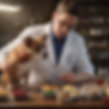 Veterinarian examining a pet with Hills Prescription Food