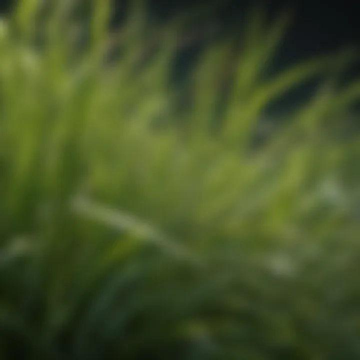 Close-up of a lush, green warm season grass blade showcasing its texture