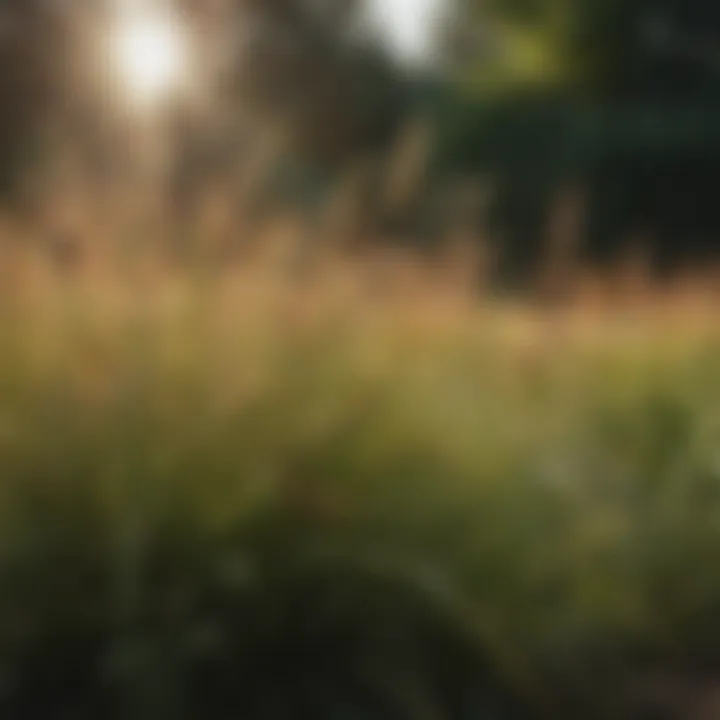 A diverse array of warm season grasses thriving in a garden setting