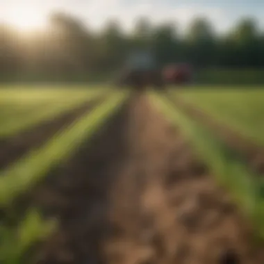 Lush green cover crops growing in a field