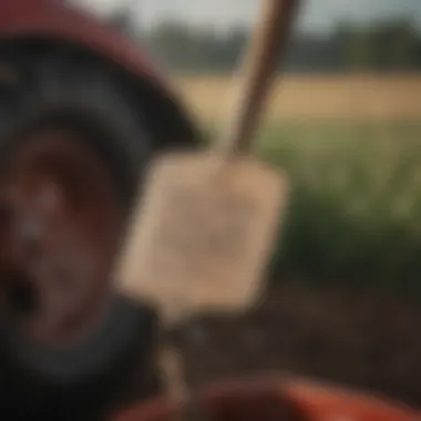 Close-up of a bidding paddle used in farm equipment auctions.