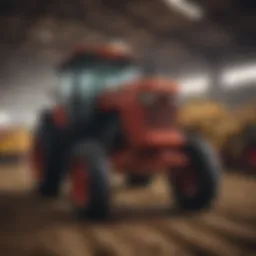 A vibrant display of diverse farm equipment at an auction.