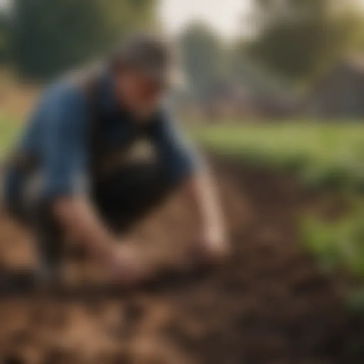 Farmers applying worm castings to enhance crop growth