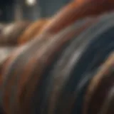 Different types of baling wire displayed in a row