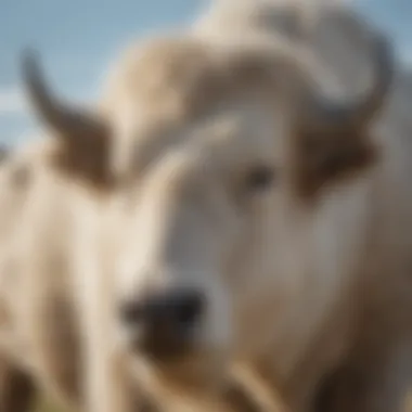 A close-up view of a white buffalo, symbolizing cultural significance.