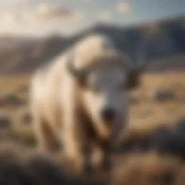 A serene landscape showcasing the natural habitat of white buffalo in Wyoming.