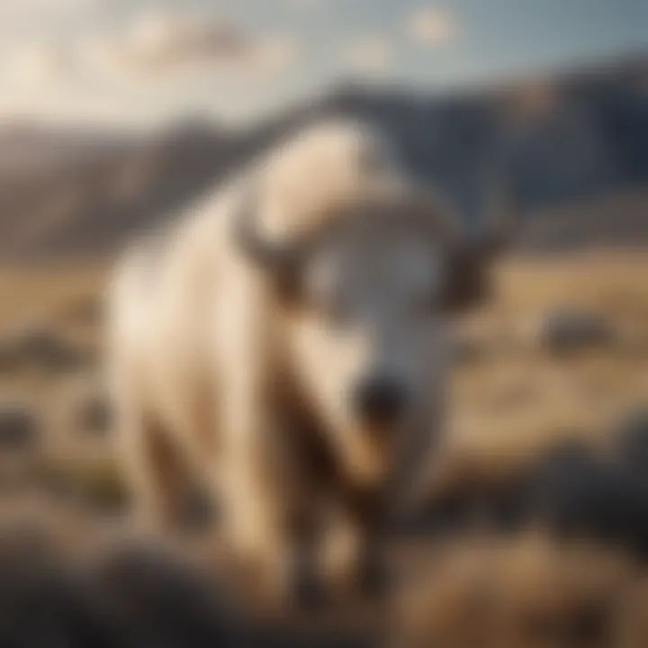 A serene landscape showcasing the natural habitat of white buffalo in Wyoming.